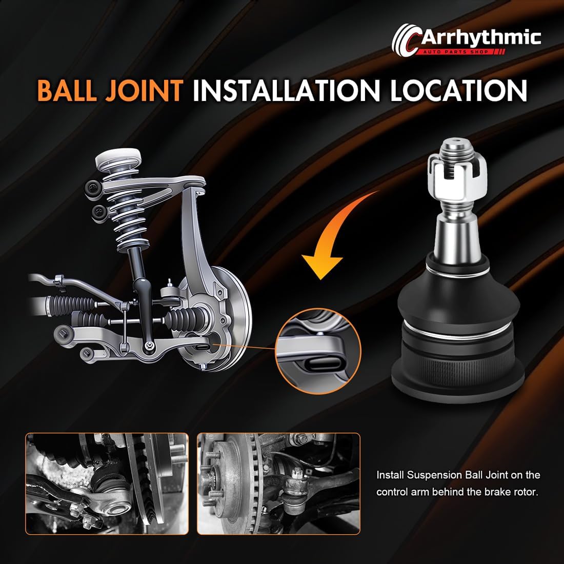 Arrhythmic 2X Front Upper Suspension Ball Joint for Sterling Truck Bullet 45 6.7L 2008 2009 2010, for Sterling Truck Bullet 55 6.7L 2008 2009 2010, for Ram 4500 6.4L 2014 2015 2016 2017 2018