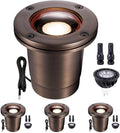 Gardenreet Brass In Ground Well Light - Ip67 Low Voltage Outdoor Light, 12V LED Landscape Lighting, Antique Bronze for Walkway Garden Lawn with 2700K Warm White MR16 Bulb (4 Pack)