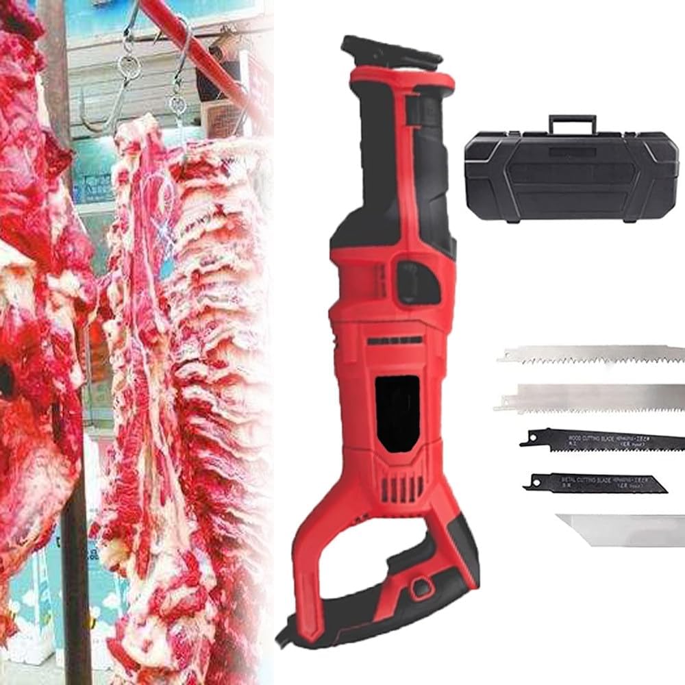 4800W Reciprocating Saw With 5 Blades, Corded Electric Saber Saw With Variable Speed, Tool-Free Blade Changing, Pvc Metal Wood Branch Table
