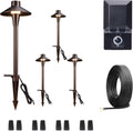 Landscape Path Lights Kit, 4 Pack 3CCT Pathway Light and 100W Transformer and 100FT Cable and 20 Wire Connectors, Low Voltage LED Outdoor Waterproof, Aluminum for Yard Walkway Garden