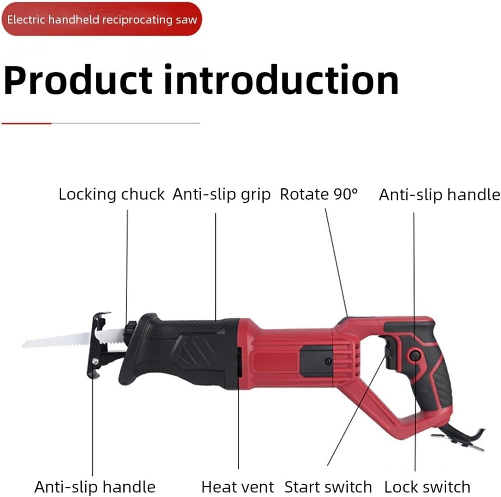 Reciprocating Saw, Electric Reciprocating Saw Multi-Function Small Household Saber Saw Suitable For Wood Steel Bar Bone Cutting Wall Cutting DIY