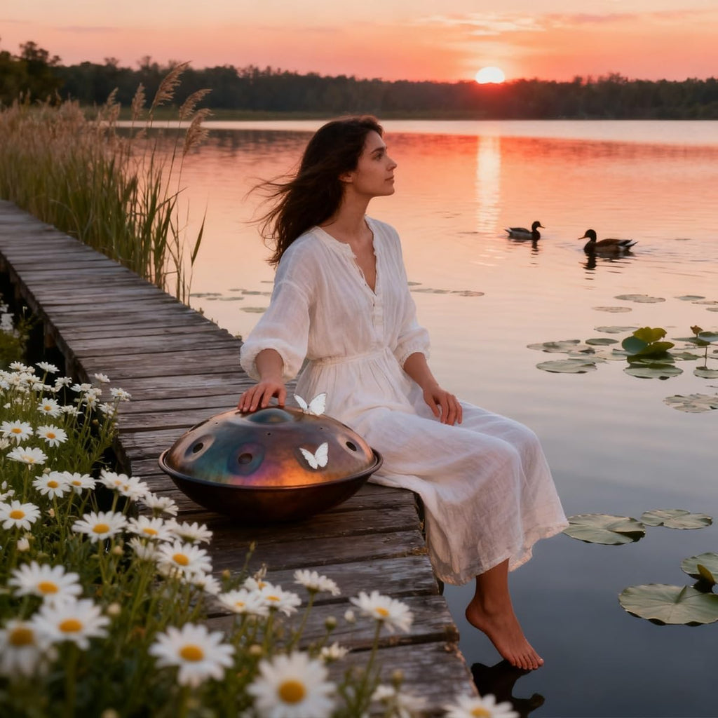 Handpan Drums In D Minor, 440hz 22inches Hand Drum Set With Backpack, Courses, Stand, Cleaning Cloth, And Two Mallets Percussion Instruments Tunable(Gold,12)