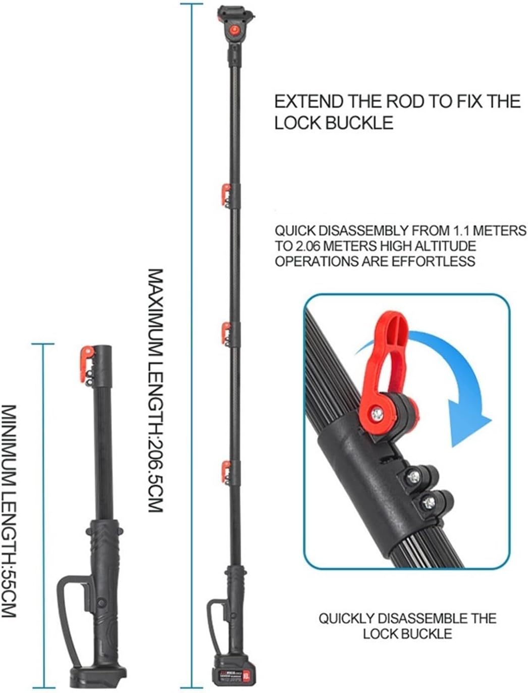 Reciprocating Saw, 3 In1 Brushless Saw&Pruning Shear Removable 2m Reach Extension Pole Fruit Tree Cordless Electric Chainsaw