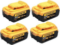20V Replacement Lithium-Ion Battery Compatible With Dewalt DCB200 DCB206 DCB207 DCB204 Cordless Power Reciprocating Saw Drill Nail Gun Tool Packs(12Ah 4pcs)