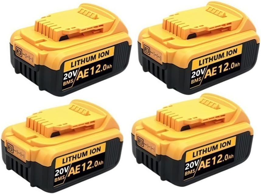 20V Replacement Lithium-Ion Battery Compatible With Dewalt DCB200 DCB206 DCB207 DCB204 Cordless Power Reciprocating Saw Drill Nail Gun Tool Packs(12Ah 4pcs)