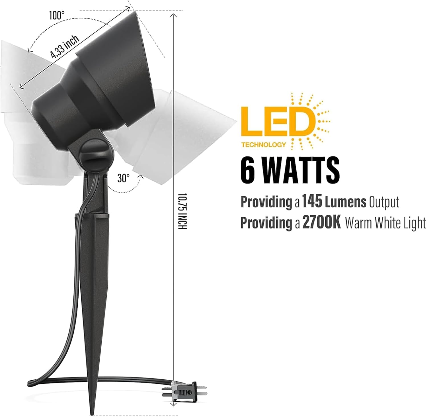 Malibu Low Voltage Floodlight LED Outdoor Landscape Lighting 12V Landscape Spotlight 6W Garden Light for Patio Yard 8Pack