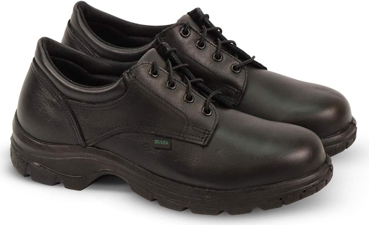 Thorogood Soft Streets Plain Toe Oxford Work Shoes for Men - Premium Leather with Comfort Insole and Slip-Resistant Outsole; Berry Compliant and Postal Certified