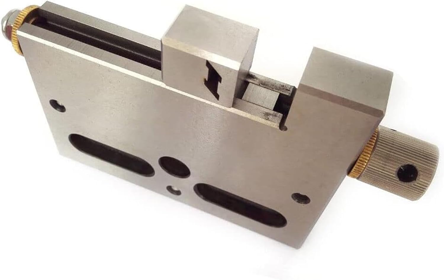 Stainless Steel Bench Vise, 4 Inch CNC Wire EDM High Precision Vise 0-100mm Jaw Opening Clamping Manual Wire Cutting Vise Fixtures 3Kg Load for Small Workpieces Silver,4Inch