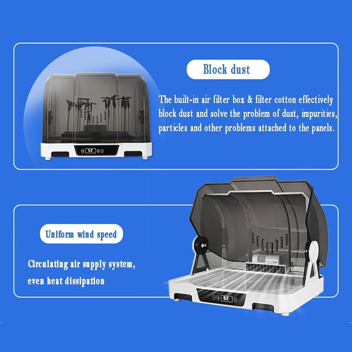200W Airbrush Spray Booth Kit, Airbrush Drybooth with Water Filter Box and Dust Cover, 20-50℃ Temperature Adjustment&10-180min Time Setting&90° Clamshell Design, for Painting Model Craft Hobby DIY