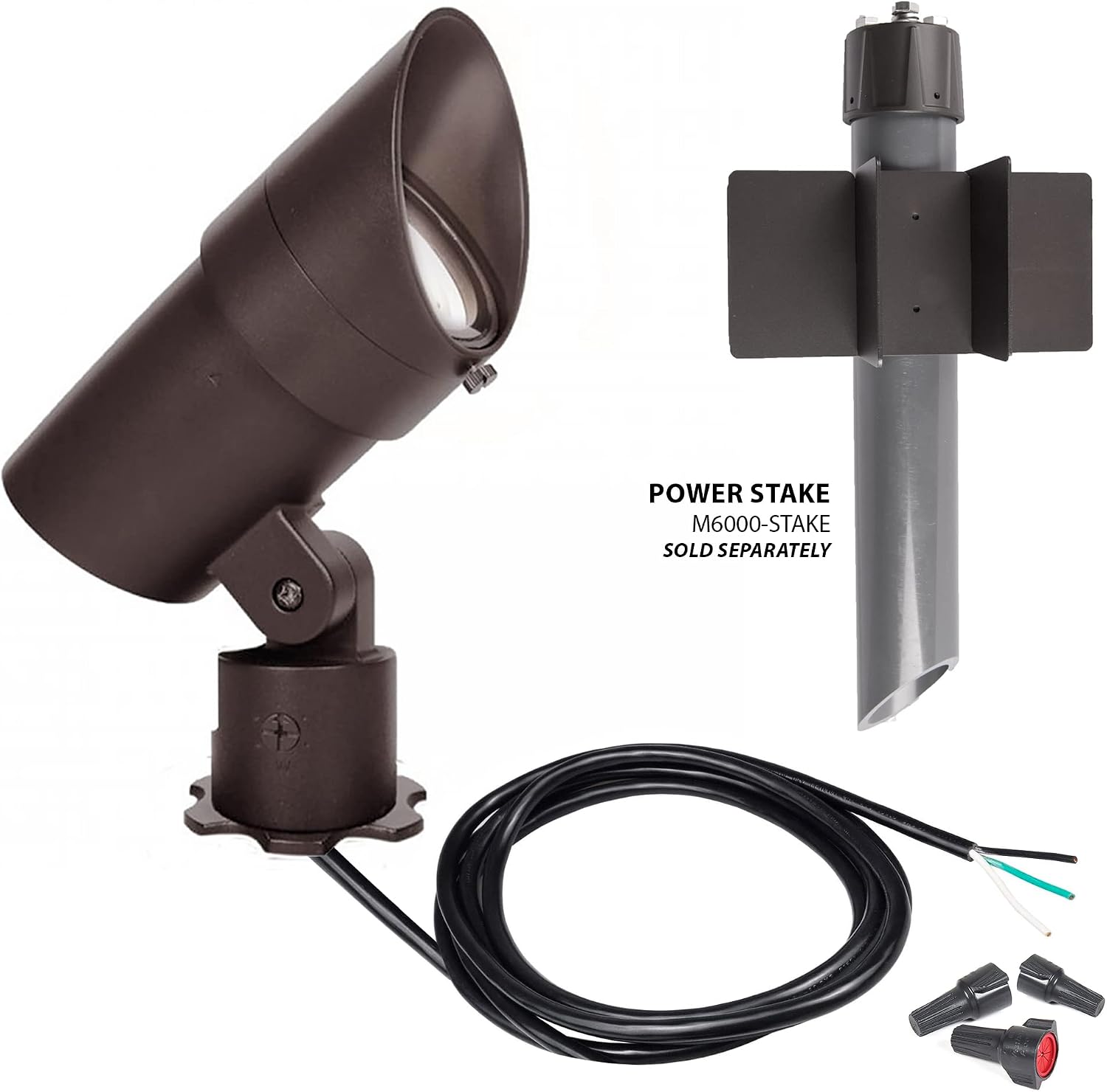 WAC Landscape Lighting, LED 120V Line Voltage Large Size Accent Light with Adjustable Beam Angle and Integral Brightness Control 3000K Warm White Built-in LED in Solid Brass Coated with Bronze