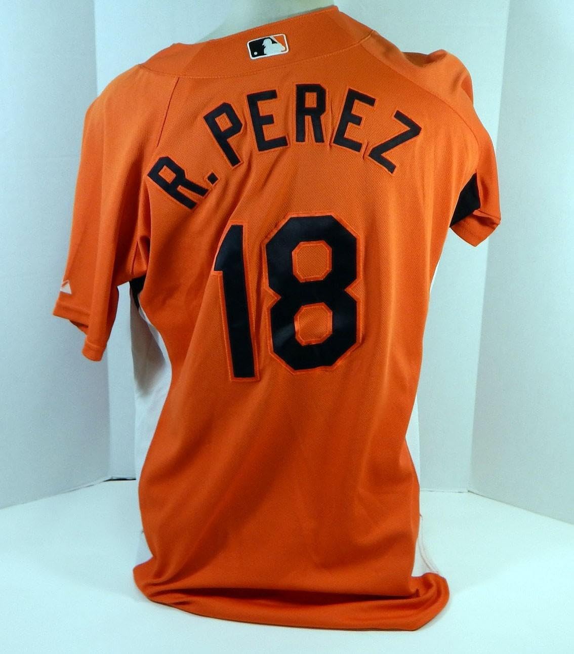2007-08 Baltimore Orioles R Perez #18 Game Used Orange Jersey BP Ext ST 46 571 - Game Used MLB Jerseys