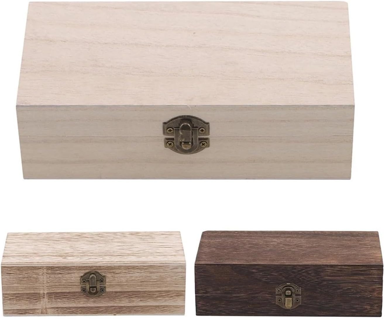 1Pc Retro Wooden Jewelry Box Organizer with Lid Desktop Natural Wood Clamshell Storage Case Handmade Craft Box Originality