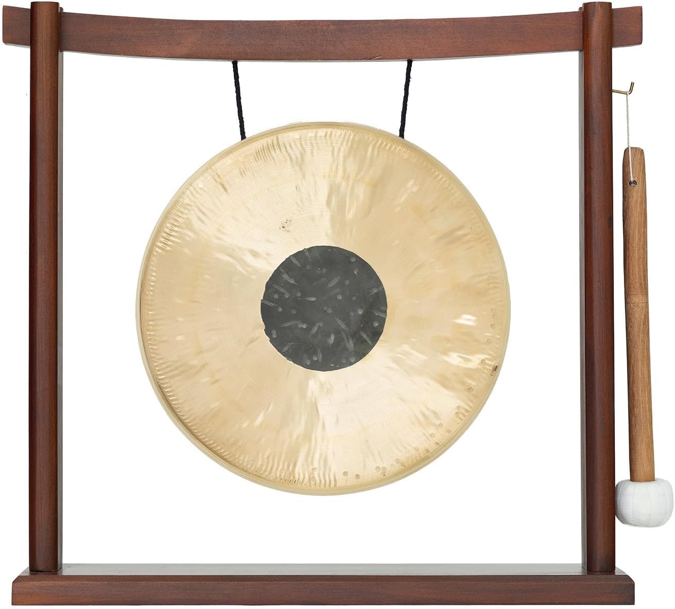 10'-12' Gongs on Woodsonic Stand - Includes Gong, Mallet, & Stand/Easy to Play Traditional Chinese Gong/Easy to Assemble Stylish Wood/Great for Small Spaces