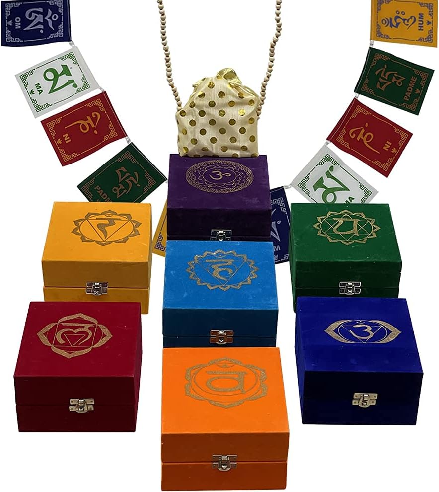 Chakra Singing Bowls Set Cuencos Tibetanos With Cushion Mallet Tulsi Beads Mala Tibetan Prayer Flag For Meditation Mindfulness - Style2 Size Small