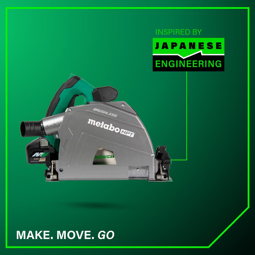 Metabo HPT 36V MultiVolt 6-1/2' Cordless Track Saw Kit, Adjustable Bevel -1 to 46°, Over 2-1/2' Cutting Depth, Lightweight Design, Includes 4.0Ah Metabo Battery and Rapid Charger, C3606DPA