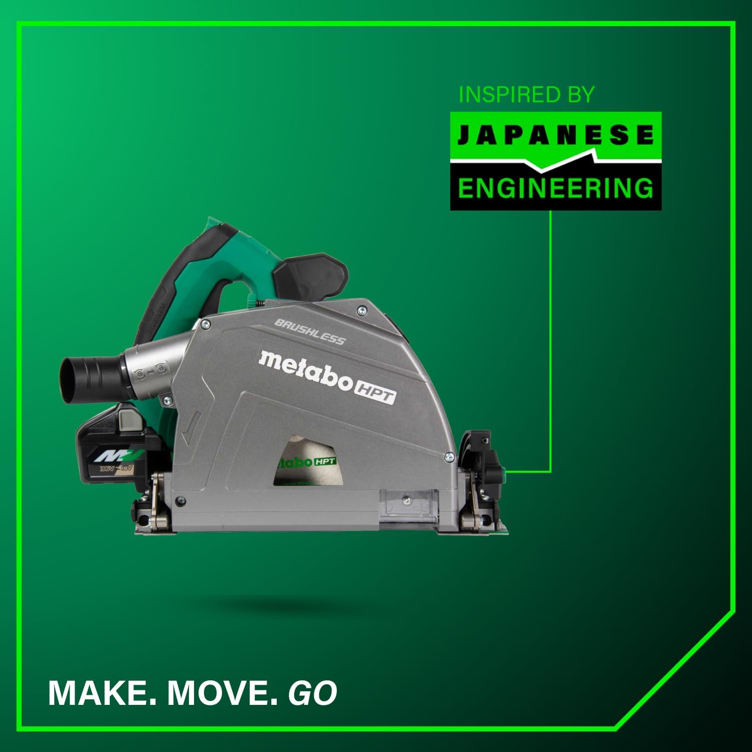 Metabo HPT 36V MultiVolt 6-1/2' Cordless Track Saw Kit, Adjustable Bevel -1 to 46°, Over 2-1/2' Cutting Depth, Lightweight Design, Includes 4.0Ah Metabo Battery and Rapid Charger, C3606DPA