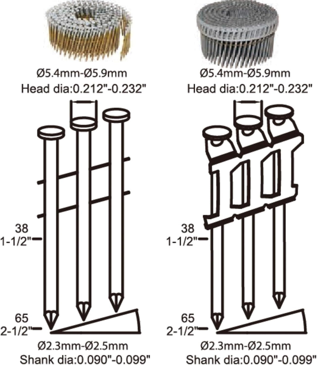 Siding Nail Gun, 15-Degree Coil Siding Fencing Nailer, 1-1/2 inch to 2-1/2 Inch for Siding, Fiber Cement, Fencing, Cedar Shake