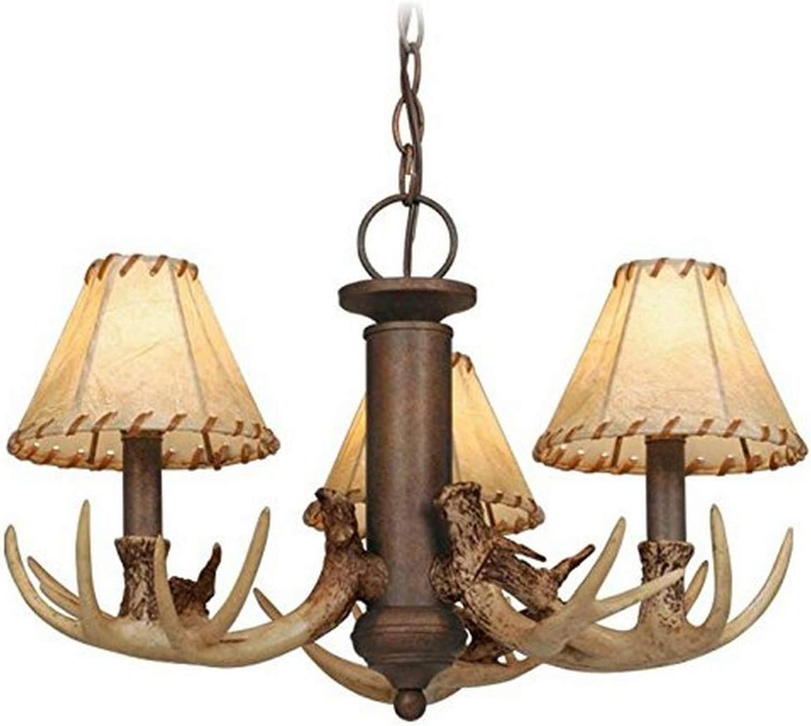 VAXCEL Lodge 3L LED Bronze Rustic Antler Mini Chandelier or Fan Light Kit