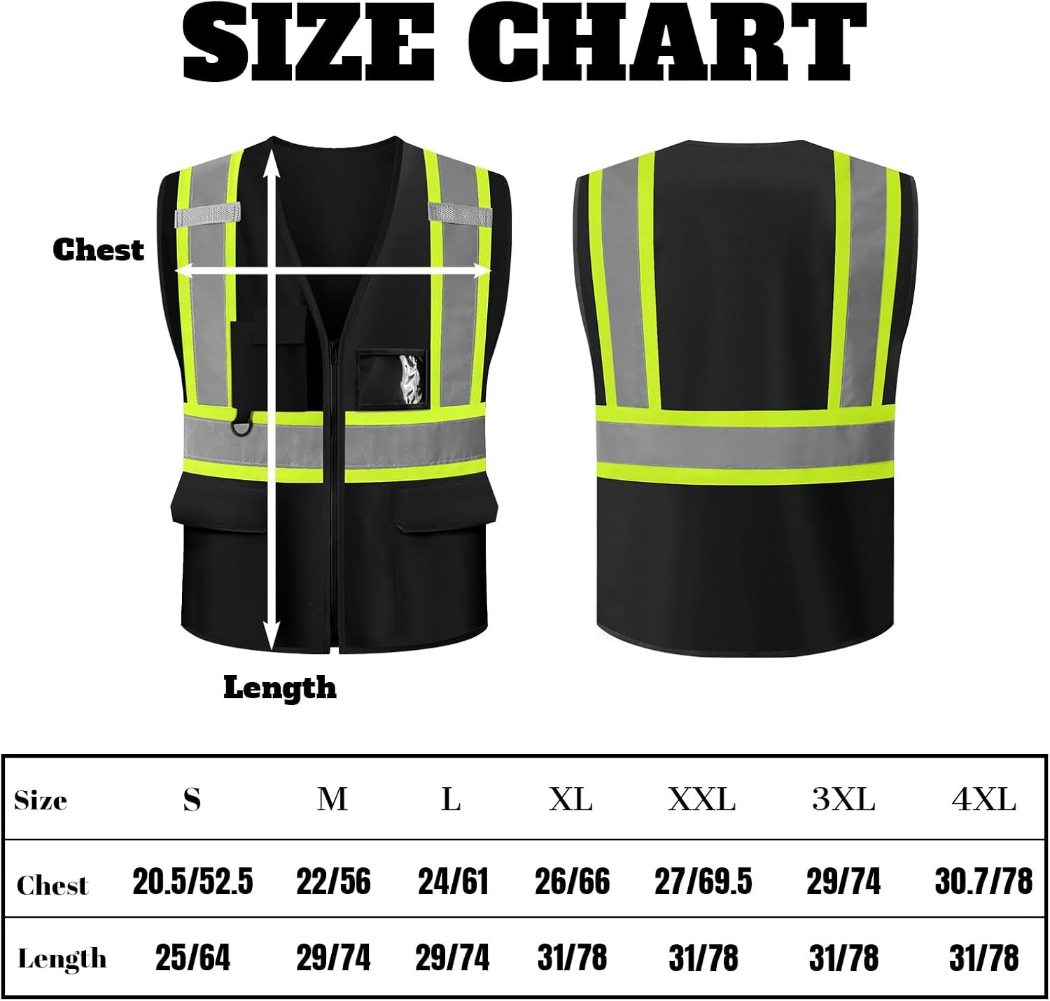 Safety Vest Custom Logo Class 2 Reflective High Visibility Vest With 5 Pockets ＆ Zipper