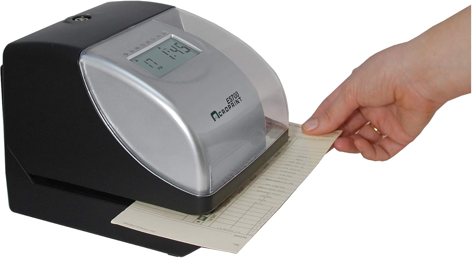 Acroprint Electronic Time Clock Machine – Time Stamp Machine for Employees, Ideal for Small Business, Accommodates Right or Left-Hand Time Cards, Selectable Hour Format