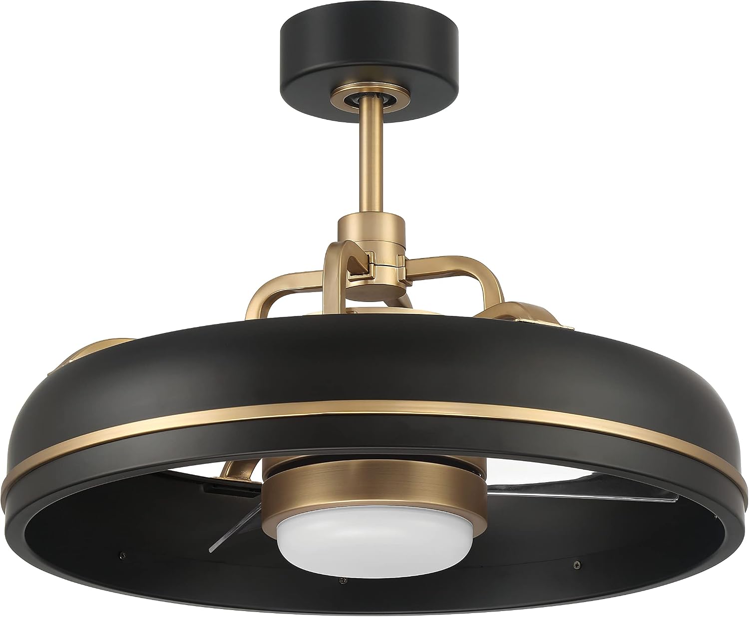 Craftmade TYL24FBSB3-NWF Taylor 24 Inch 3 Blade Indoor Fandelier | Flat Black/Satin Brass Finish with Clear Acrylic Blades | Integrated 1167 Lumens LED 3000K | Remote Included | DC Motor Ceiling Fan