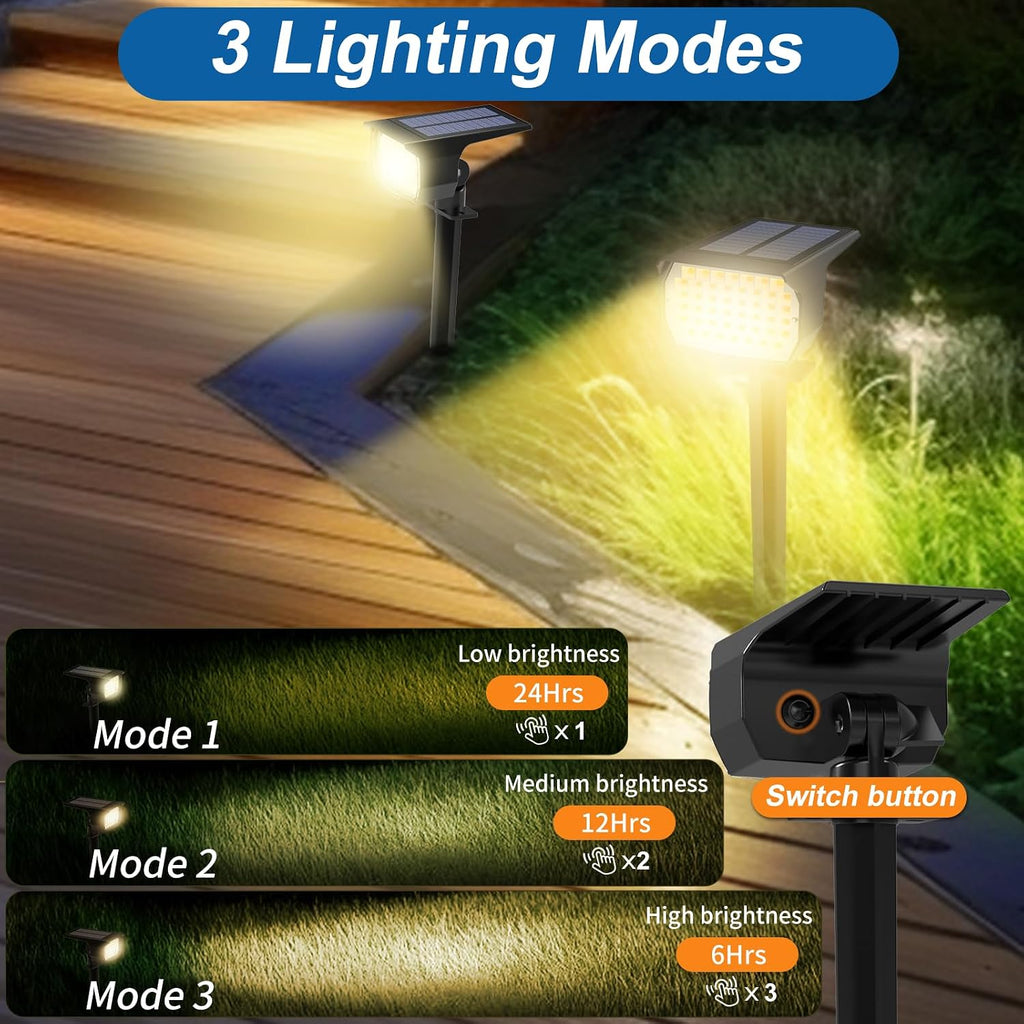 WENATY 46 LED Solar Spot Lights Outdoor Waterproof + 102 LED Solar Spotlights