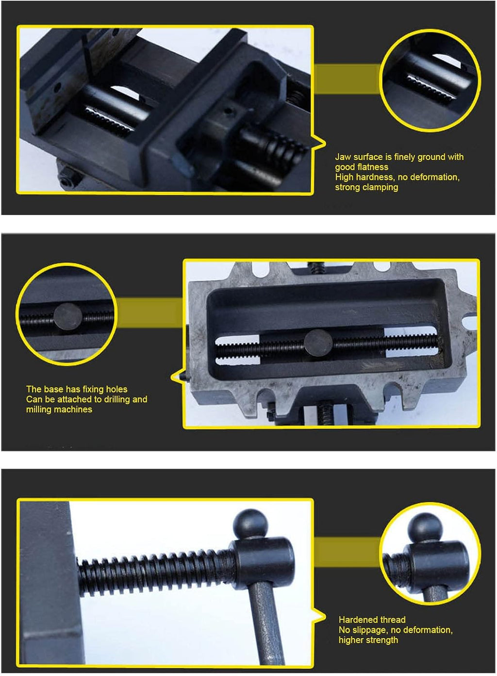 4 Inch Cross Slide Drill Press Vise, Industrial Strength Cast Steel, 100mm Jaw Opening, Accurate Clamping, Stable Mounting for Drilling and Milling Machines
