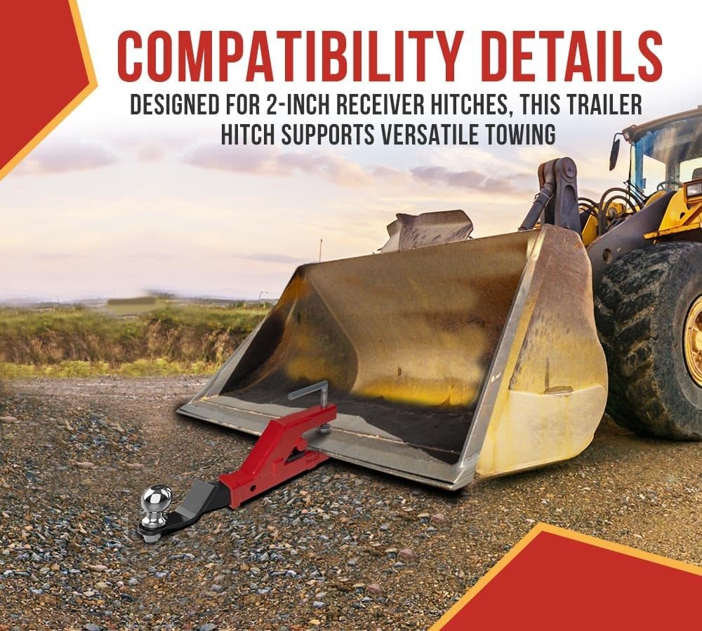 Mytee Products (2 Pack) Clamp On Trailer Hitch for Tractor Bucket - 2' Ball Hitch Receiver - Tractor Mount Adapter Compatible with Deere Bobcat Tractor Bucket