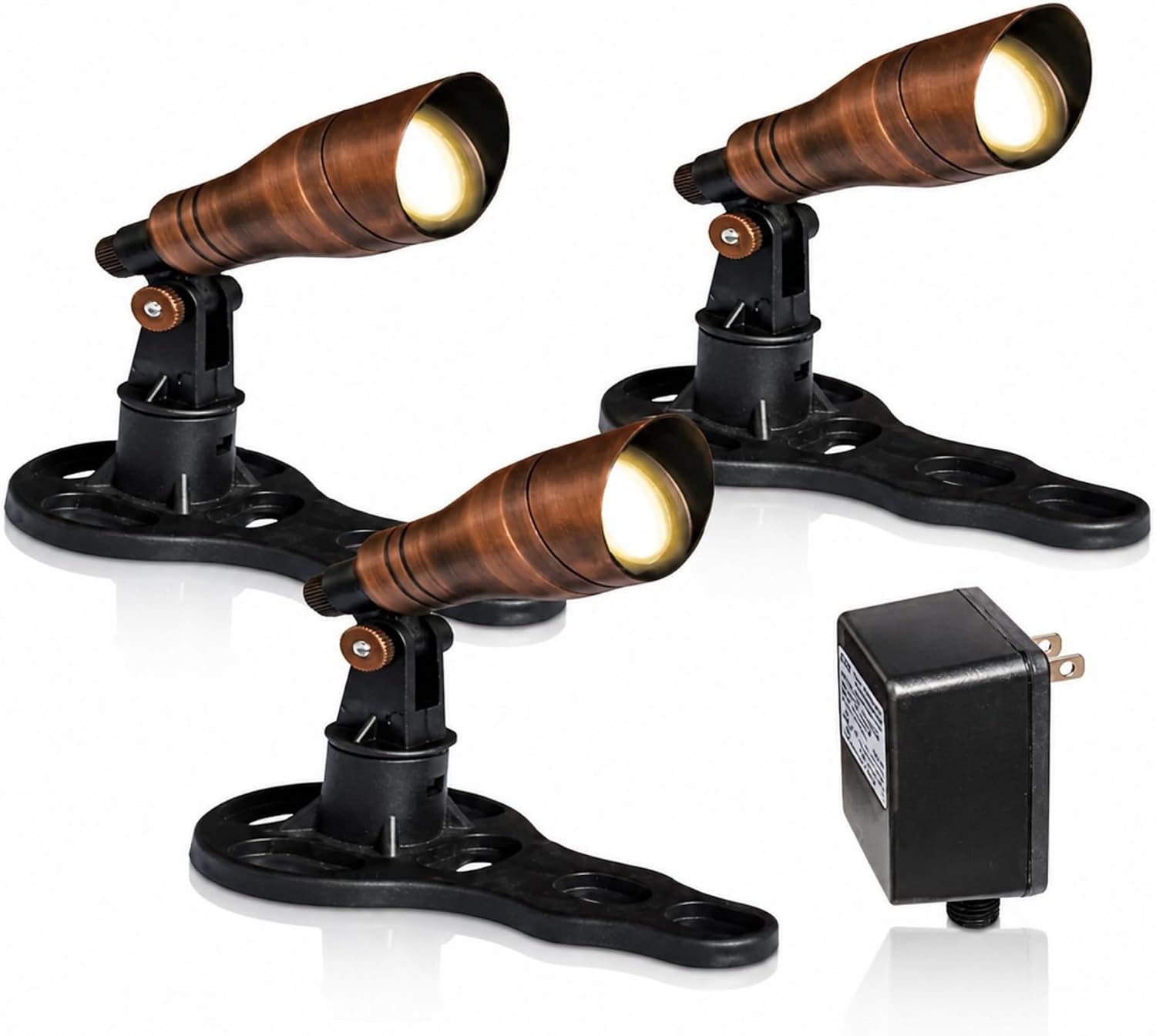 HALF OFF PONDS LumiNight Pond and Landscape Lighting - (3) Bronze 3-Watt Spotlight Kit with Photocell and Transformer - BZ-3XSL3W-KIT