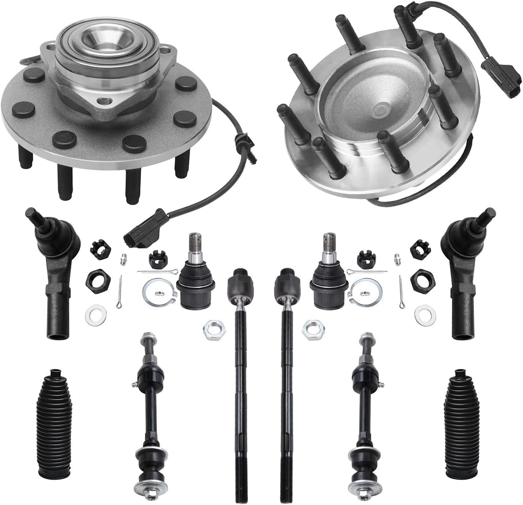 Detroit Axle - 12pc Front Suspension Kit for 2003-2005 Dodge Ram 2500 3500 Truck, 2 Wheel Bearing Hubs Assembly 2 Lower Ball Joints 4 Inner Outer Tie Rods 2 Sway Bars 2 Boots 2004 Replacement