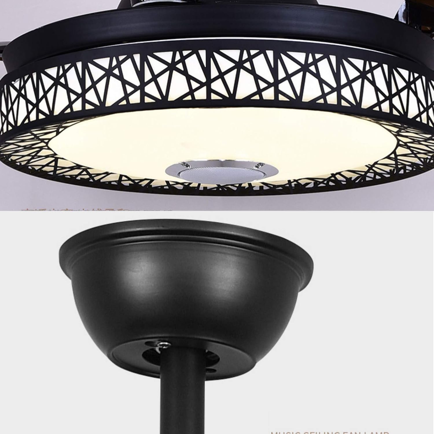 Modern Bluetooth Ceiling Fans Lights with Speaker Music LED Chandelier, 7 Colors Dimmable Inlcuded LED Kits Smart Bluetooth for Living Room Bedroom Restaurant