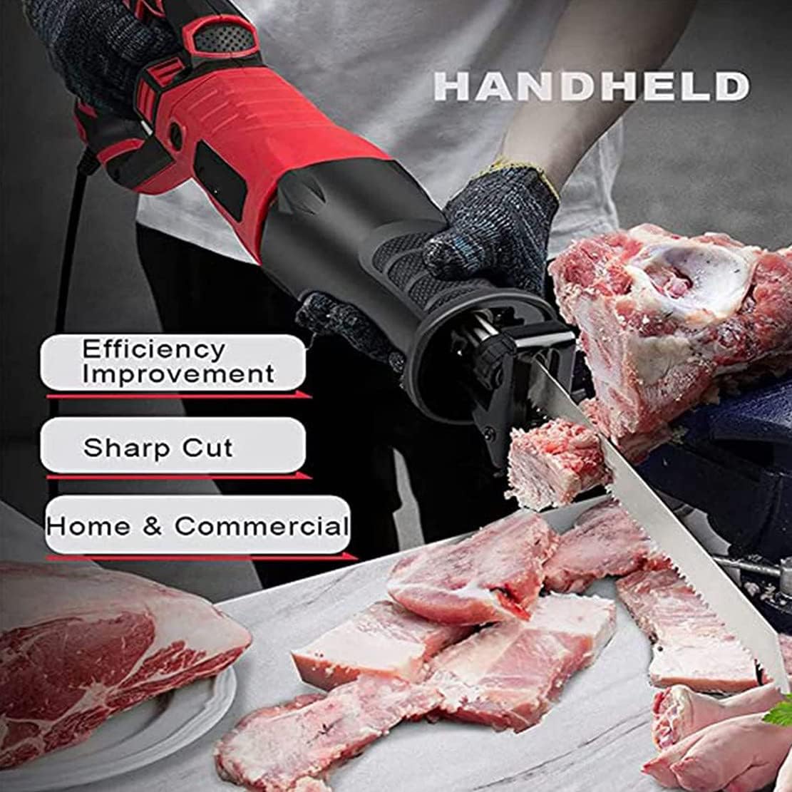 Powerful Reciprocating Saw 4800W Variable Speed Electric Corded Sabre Saw, Commercial Home Bone Meat Saw Butcher for Cutting Froze Meat, Bones