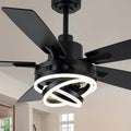 52' Ceiling Fan with Lights and Remote Contro Modern Chandelier Ceiling Fan with Lights for Bedroom Living Room (Black)