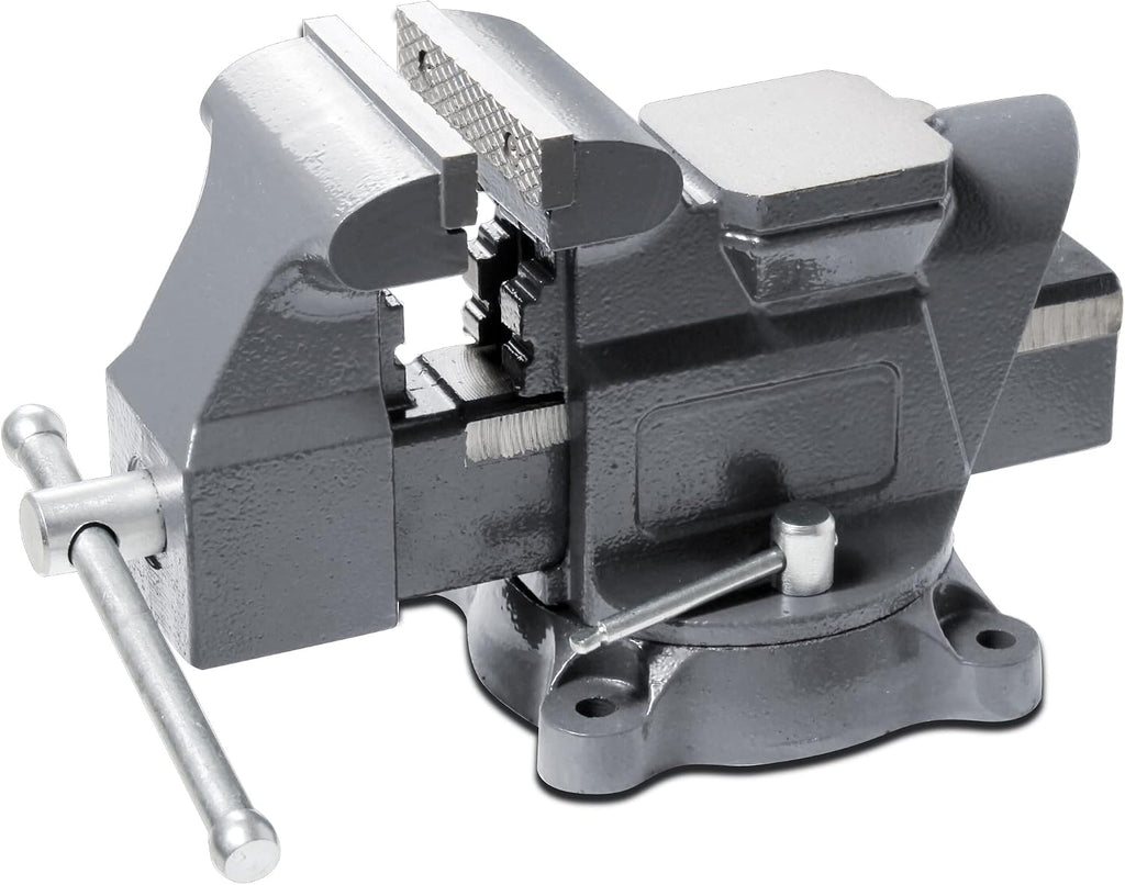 KAKA INDUSTRIAL Bench Vises 4 Inch Jaw Width, 3 Inch Jaw Opening Homeowner's Vise, Swivel Base Heavy Duty, for Drilling, Pipe Cutting, Woodworking AVS-100