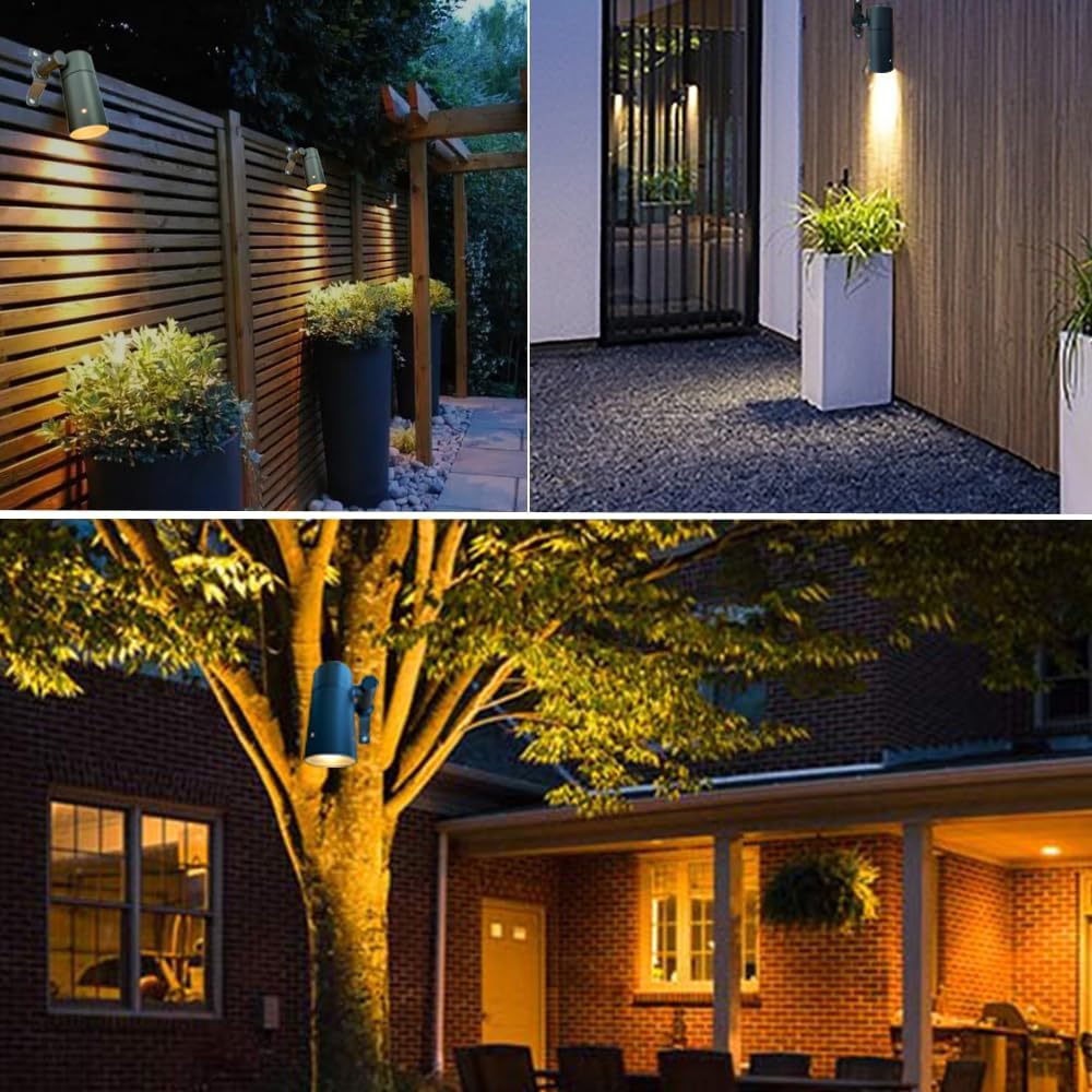 Landscape Lighting Low Voltage Tree Lights Outdoor Moonlight,Replaceable MR16 LED Aluminum for Landscape Down Light Directional Wall Patio Mounted Post Fence Lights Black Finish 4 Packs