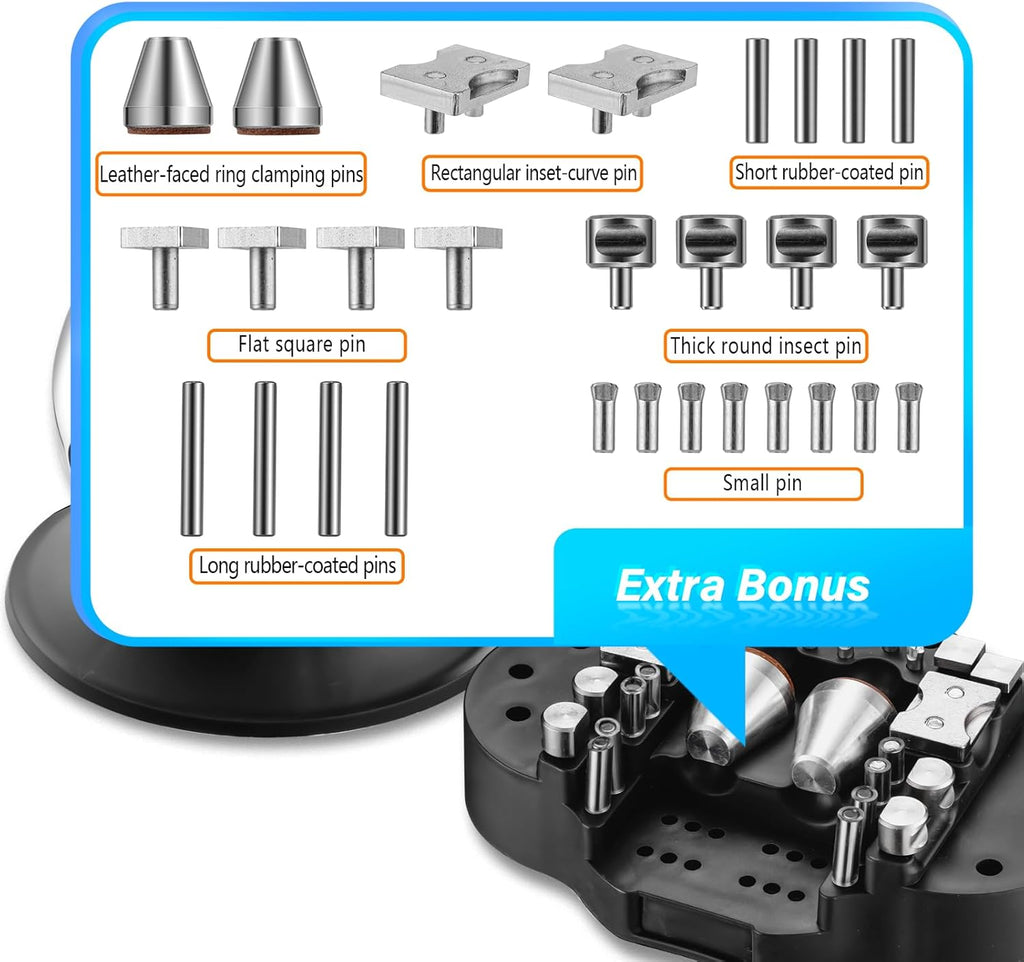 DZQ Ball Vise 3' Engraving Setting Tool 360°Rotation Professional Ball Vise 36PCS Attachment Jewelry Engraving Block Tools(Stainless Steel)
