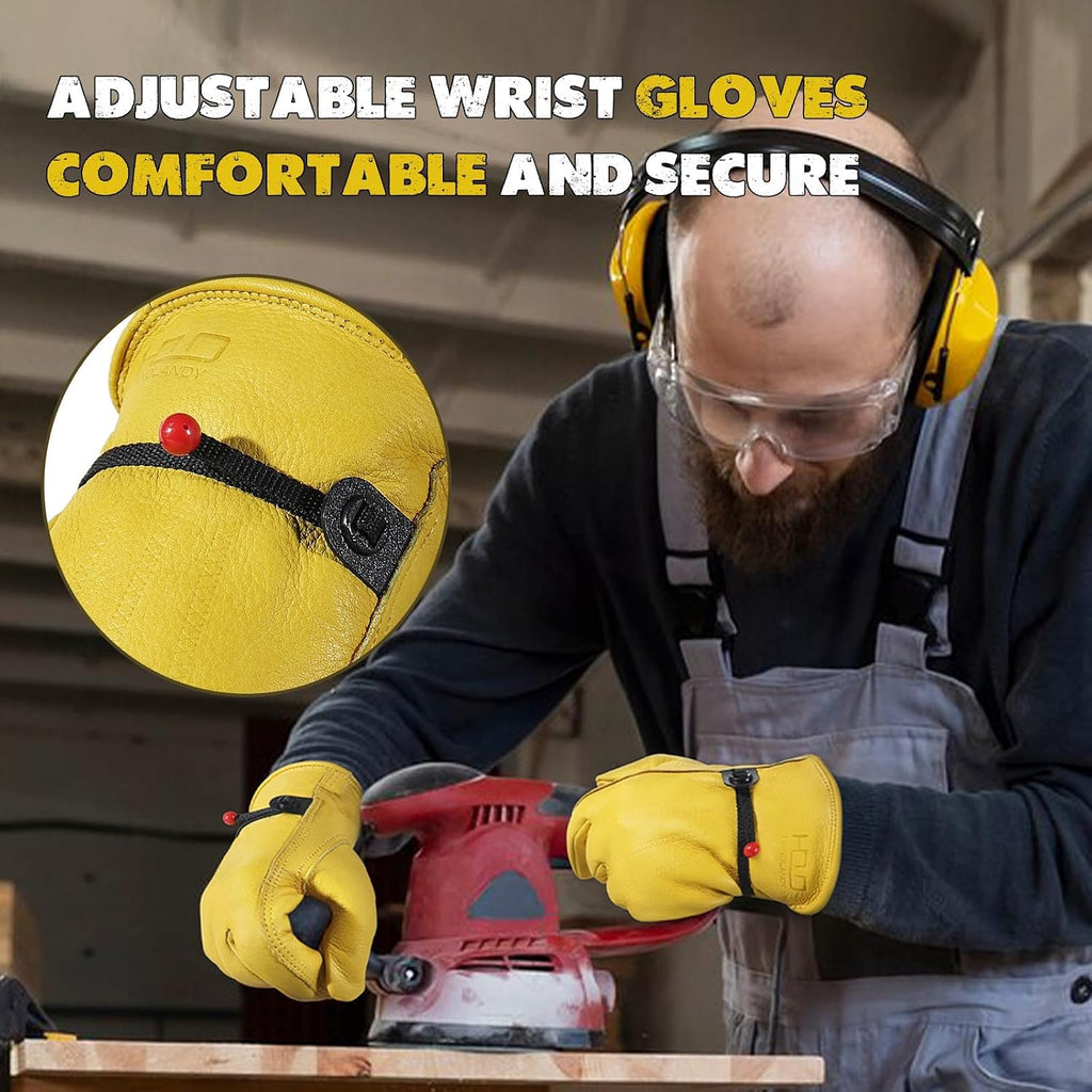 HANDLANDY HLDD Winter Work Gloves, Insulated Leather Work Glove with Abrasion Protection & Thinsulate Lining for Cold Weather