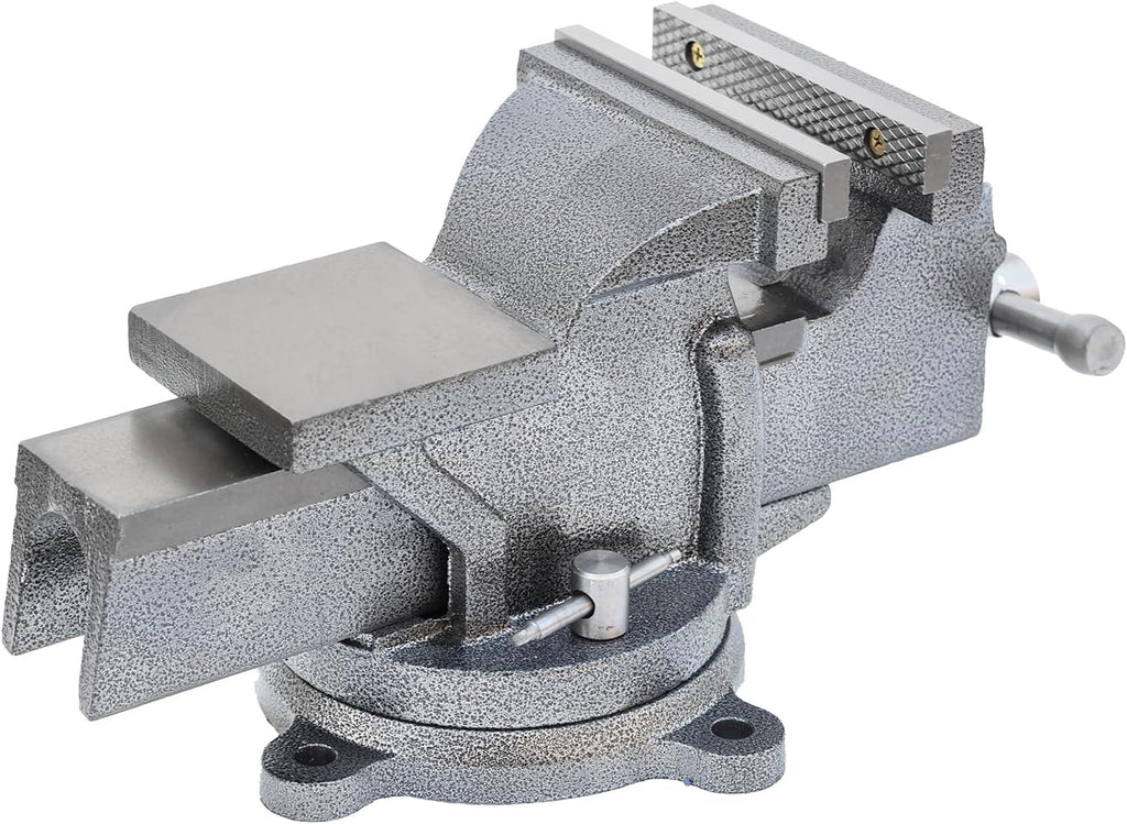 KAKA INDUSTRIAL Bench Vises 6 Inch Jaw Width, 6 Inch Jaw Opening Homeowner's Vise, Swivel Base Heavy Duty, for Drilling, Pipe Cutting, Woodworking HPS-150