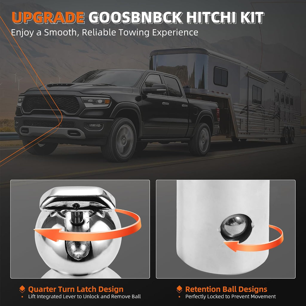 60618 Gooseneck Hitch Ball Kit Compatible with 2013-2026 Dodge Ram 2500 3500，2-5/16 Inch Gooseneck Ball for Truck Bed Safety Chain Anchors | 30000 lbs(Includes Box)