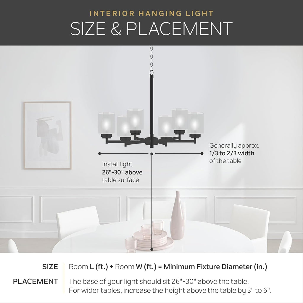 Kichler Dover 5-Light Chandelier with Etched Seeded Glass in Brushed Nickel, Transitional Dining Room or Foyer Light Fixture for High Ceilings (24' x 23'), 2020NI