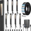 SUNVIE All-In-One LED Low Voltage Landscape Lighting Kit, 8-Pack Pathway Lights with Transformer and 100FT 16/2 AWG Wire, 3000K Waterproof Landscape Path Lights with Connectors for Walkway Garden Yard