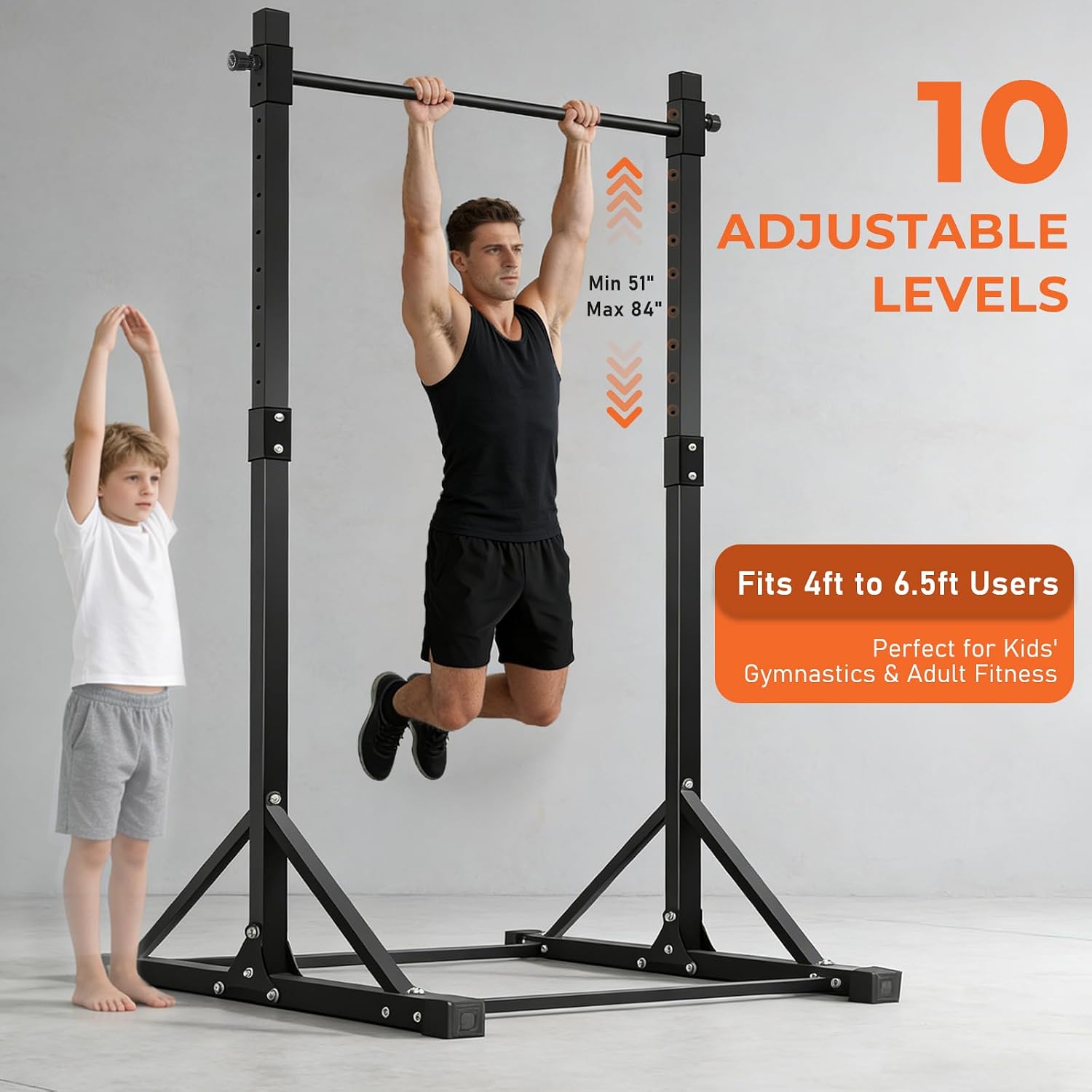 Freestanding Pull Up Bar Stand, Adjustable Chin Up Bar Outdoor | 440LBS Capacity, 7ft Tall Adjustable Stand, Strength Training, Home Gym, Outdoor Workout, Calisthenics Station