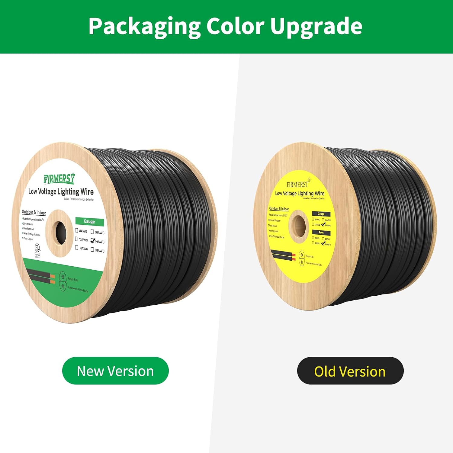 FIRMERST 14/2 Low Voltage Landscape Wire Outdoor Lighting Cable 1000 Feet