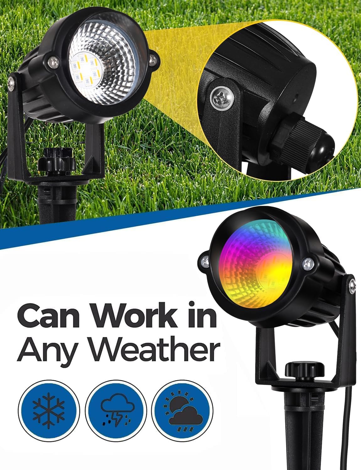 12W RGB Color Changing Landscape Lights Low Voltage LED Landscape Lighting Remote Control Spotlight Waterproof Garden Pathway Christmas Decorative Lights Outdoor, 20 Pack with Connector