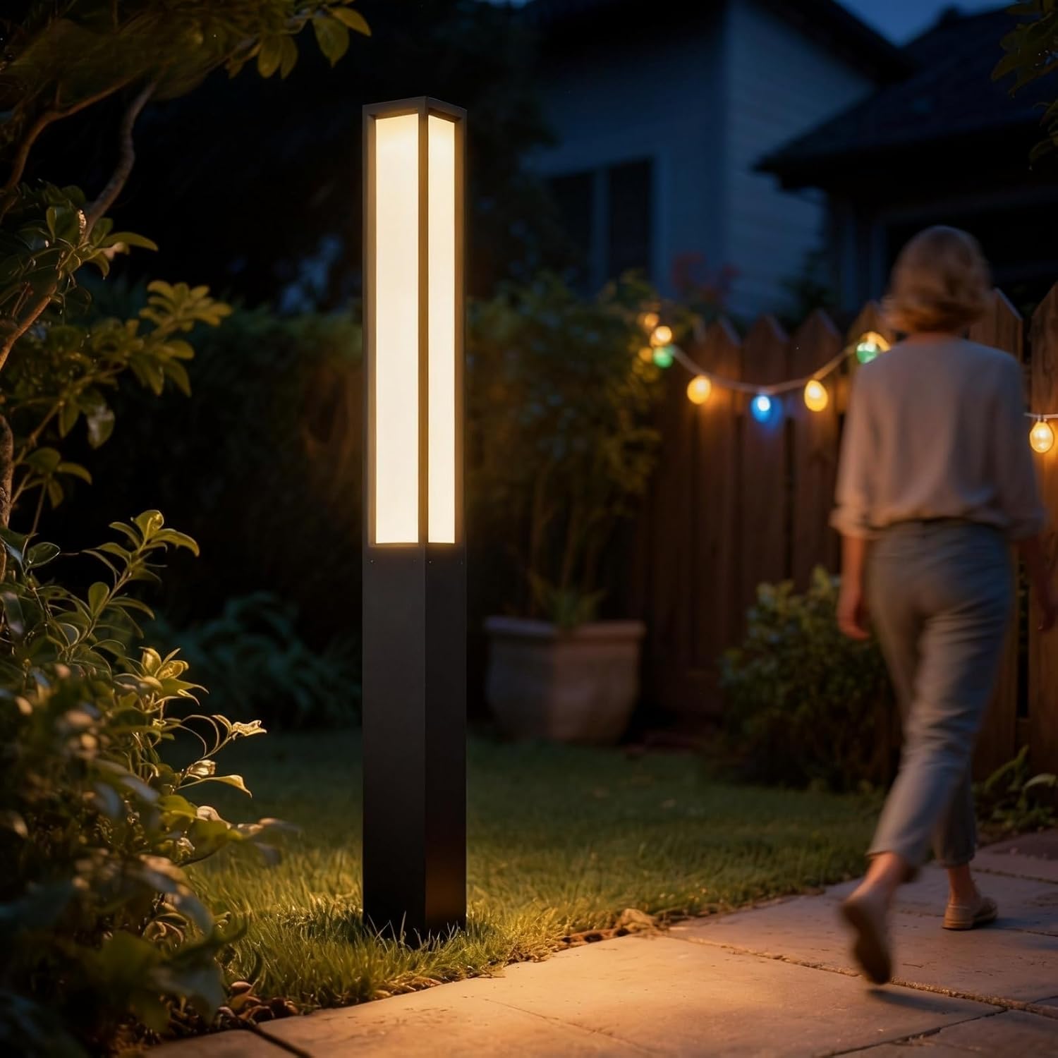 SkyGlow 71' Lamp Post Light, 120V Line Voltage Aluminum LED IP55 Waterproof Outdoor Modern Landscape Bollard Lights, Curb Appeal for Lawn Garden Pathway Path Patio Courtyard Driveway Decoration