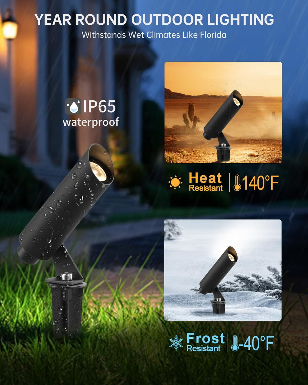 Outdoor Landscape Lighting, Mini Size Low Voltage LED Spotlight 2700K 4 Pack, IP65 Waterproof, with Quick Installation Accessories, for House Patio Garden Fence Tree Yard Plant Flags Use