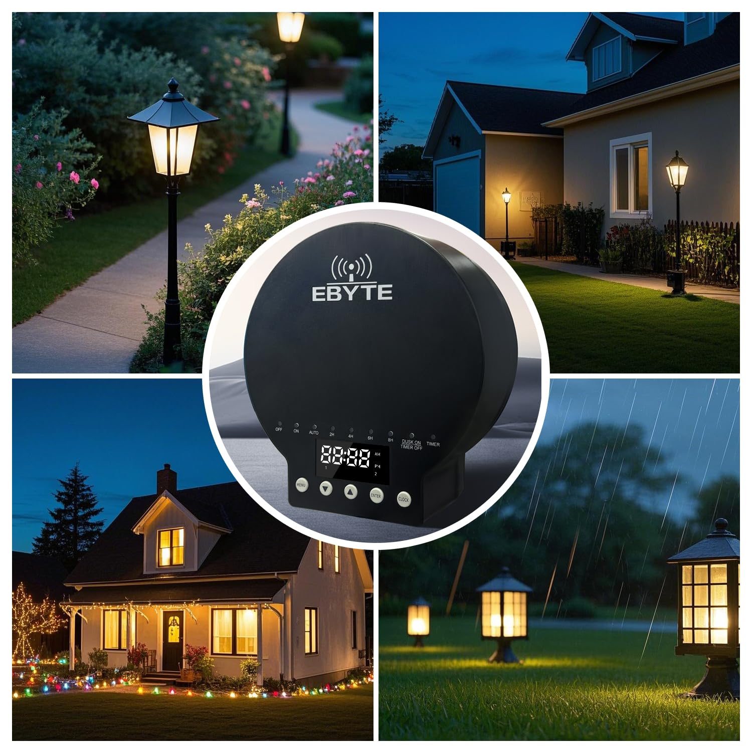 Low Voltage Landscape Transformer, 200W Output Landscape Lighting Transformer 1 Zone Control with Timer and Photocell Sensor 120V to 12V AC Weatherproof, for Garden Lights, Spotlights, Steplights