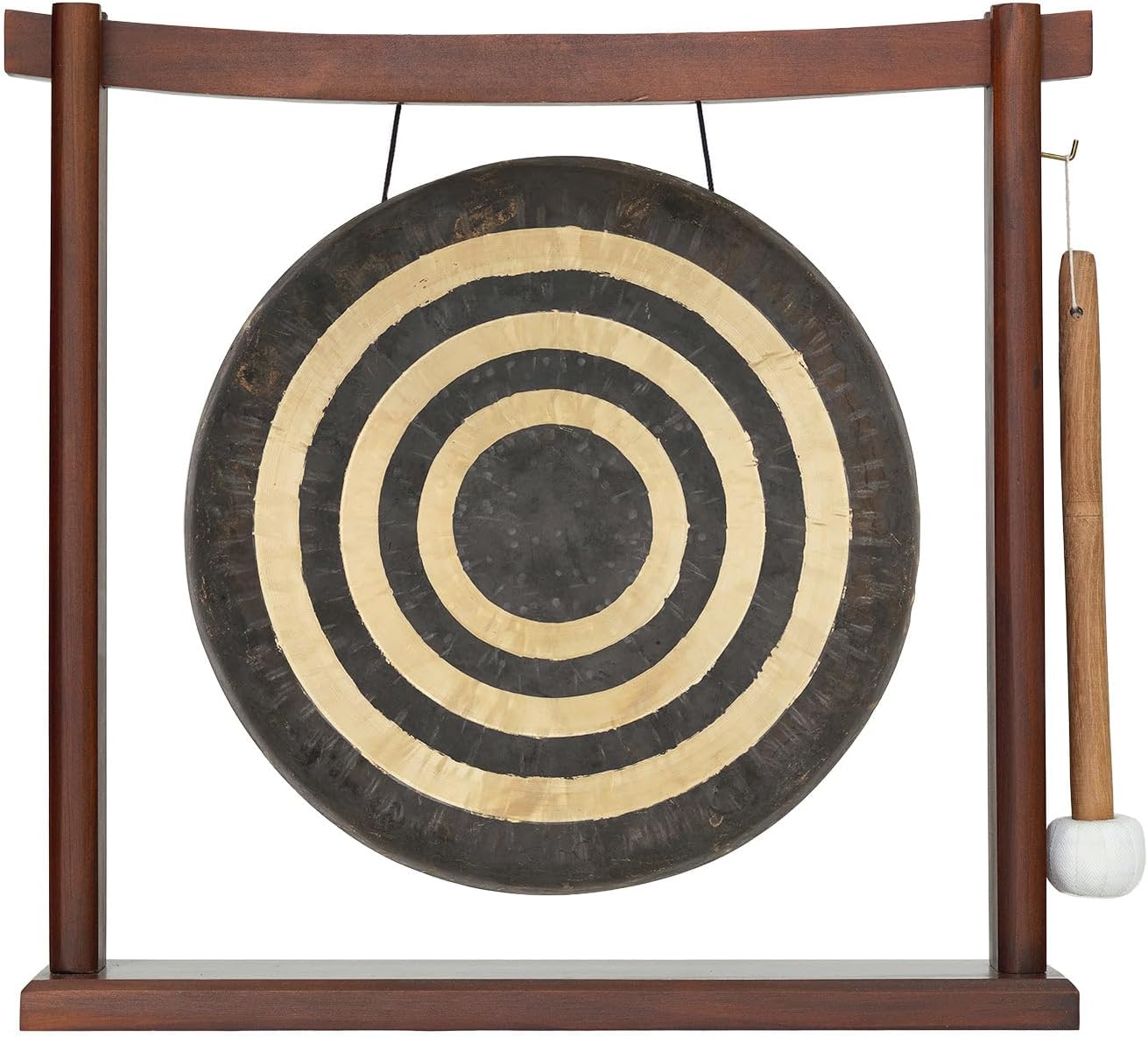 10'-12' Gongs on Woodsonic Stand - Includes Gong, Mallet, & Stand/Easy to Play Traditional Chinese Gong/Easy to Assemble Stylish Wood/Great for Small Spaces