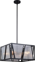 VAXCEL Oslo 16.25-in W Black Geometric Square Semi Flush Mount Ceiling Light Clear Glass