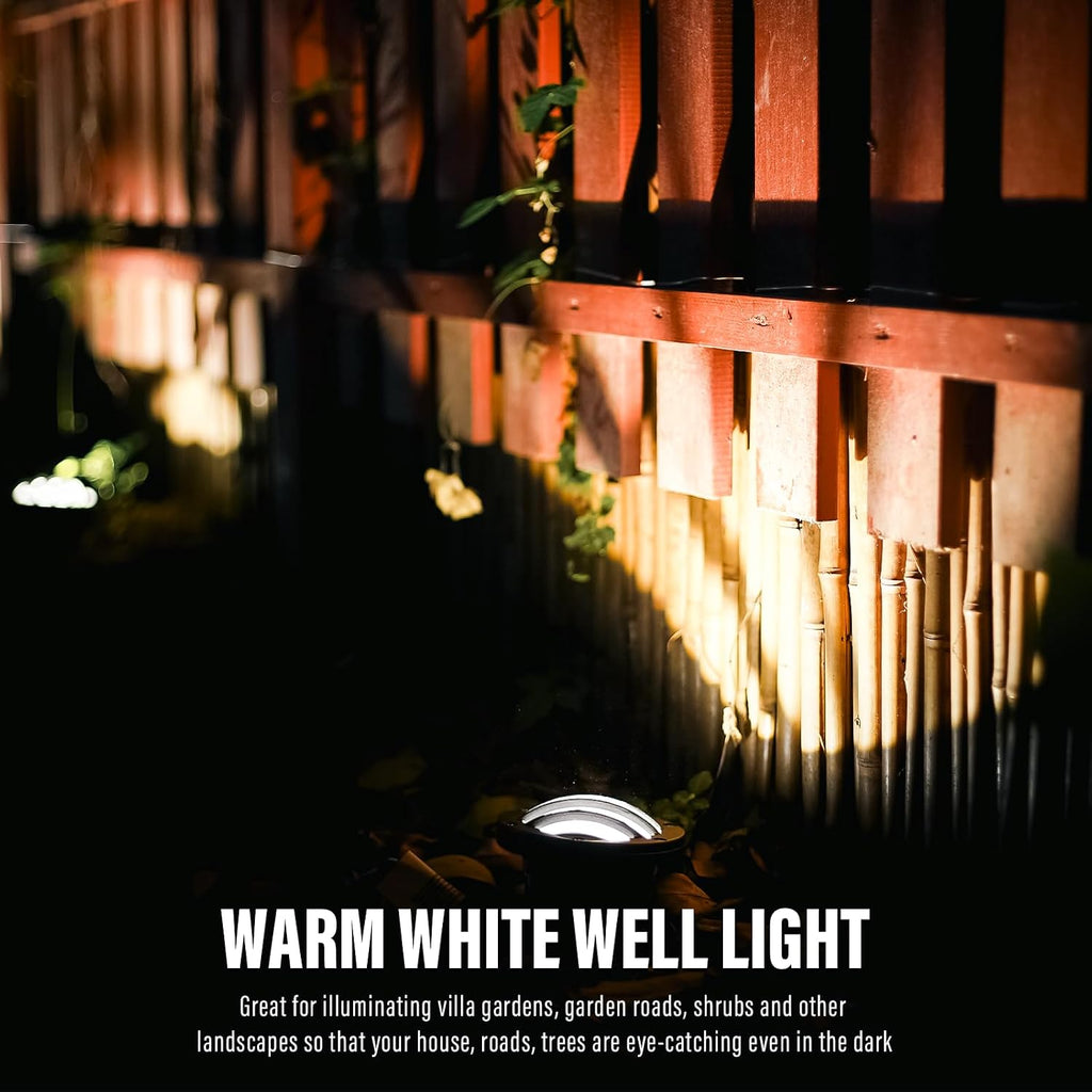 Well Light LED Low Voltage Landscape Lights 200 Lumen 2800K Warm White In-Ground Light Spotlights for Driveway, Pathway, Deck, Garden, 12V AC Outdoor Lighting (8 Pack)